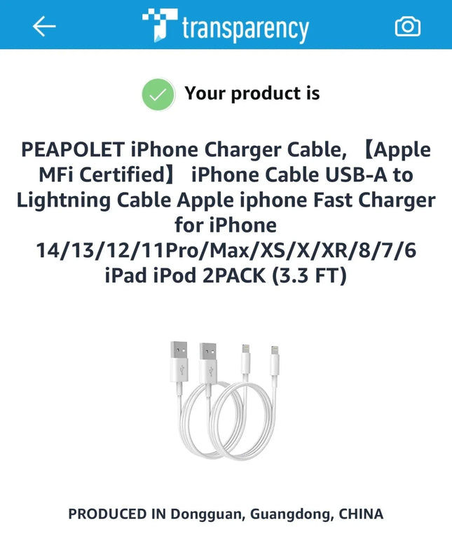 Premium iPhone USB-A to Lightning Charging Cable MFi Certified 1m Each 2 Pack