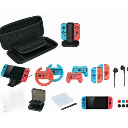 Nintendo Switch 24-In-1 Mega Bundle - Charging Stand Case Wheels & More