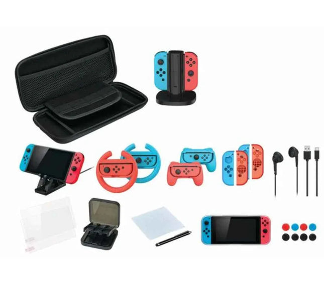 Nintendo Switch 24-In-1 Mega Bundle - Charging Stand Case Wheels & More