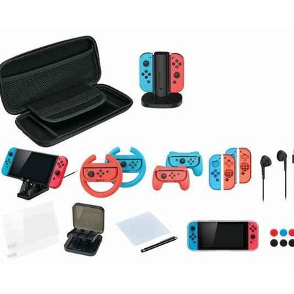 Nintendo Switch 24-In-1 Mega Bundle - Charging Stand Case Wheels & More