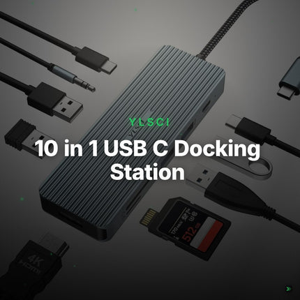 10 in 1 USB C Docking Station - 4K HDMI 2 USB 3.0 2 USB 2.0, USB-C 100W PD SD/TF – Clean Showcase Plus