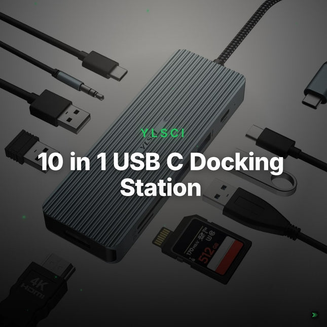 10 in 1 USB C Docking Station - 4K HDMI 2 USB 3.0 2 USB 2.0, USB-C 100W PD SD/TF – Clean Showcase Plus