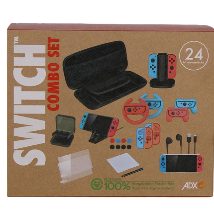 Nintendo Switch 24-In-1 Mega Bundle - Charging Stand Case Wheels & More