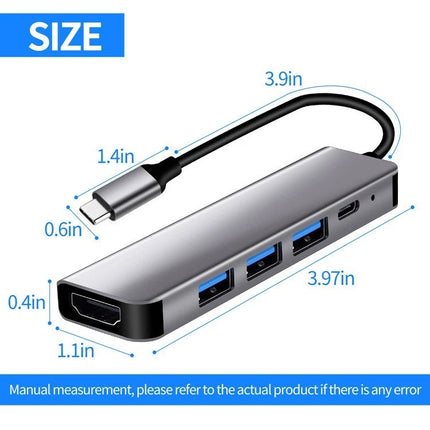 USB Type C Multiport Adapter 5-in-1 Docking Station with PD Charging HDMI 4K