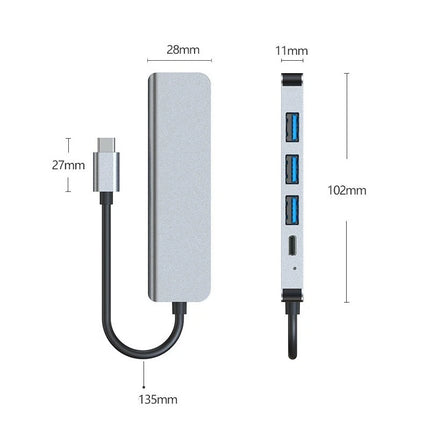 USB Type C Multiport Adapter 5-in-1 Docking Station with PD Charging HDMI 4K
