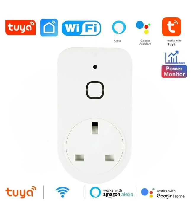 Smart Plug Wi-Fi Energy Monitoring Tuya, Alexa & Google Voice Control App Remote