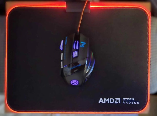 Gaming Mouse Pad AMD Red Led Light-Up Anti Slip 36.5 X 25.5cm for PC and Laptop