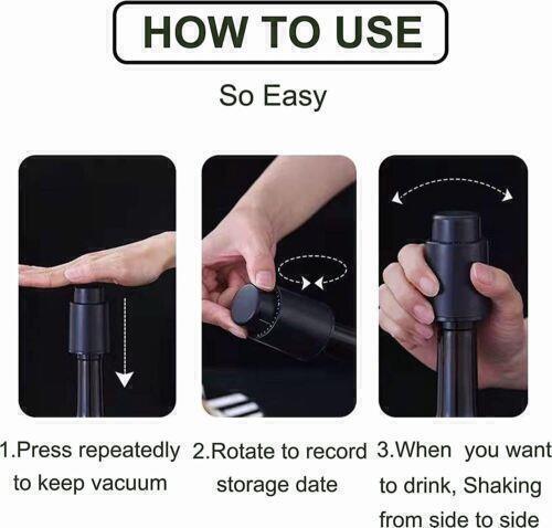 Wine Bottle Stopper With Time Recorder Keeps Your Wine Really Fresh 2 Pk