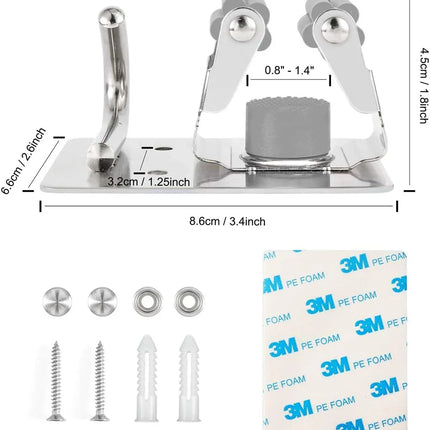 Mop Broom Holder Wall Mounted Heavy Duty Clips & Hanger Storage Rack 1 Hook 2 pk