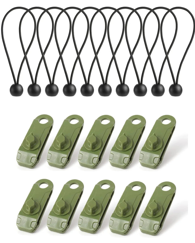 Camping & Cargo Tarpaulin Clips Set – Heavy Duty Tarp Tie Down Clips 10 Pack