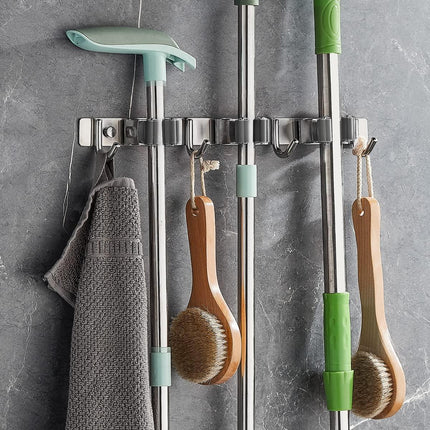 Wall Mounted Mop Brush Broom Clips & Hanger Holder Storage Rack for Kitchen 3 Hk