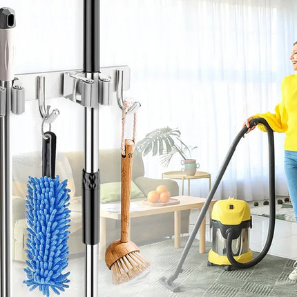 Wall Mounted Mop Brush Broom Clips & Hanger Holder Storage Rack for Kitchen 3 Hk
